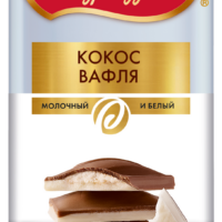 Шоколад Россия Щедрая Душа молочный с белым с кокосовой стружкой и вафлей 82 г 1 шт