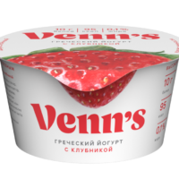 Йогурт греческий VENNS с клубникой 0,1 %, 130 г 1 шт