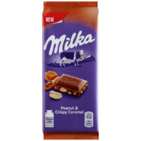 Шоколад Milka молочный с арахисом кусочками карамели рисовыми шариками и кукурузными хлопьями 90 г 1 шт
