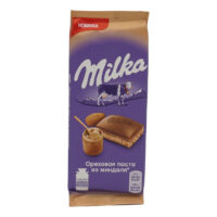 Шоколад Milka молочный с добавлением ореховой пасты из миндаля и дробленым карамелизированным соленым миндалем 85 г 1 шт