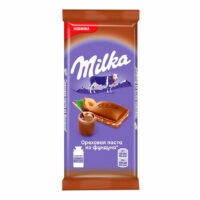 Шоколад молочный Milka с добавлением ореховой пасты из фундука и дробленым фундуком, 85г 1 шт