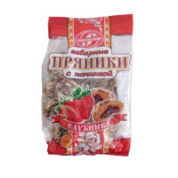 Пряники заварные глазированные сахарные с начинкой клубника 0.3 кг. 1 шт