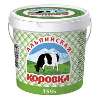 Сметанный продукт Альпийская Коровка 15% 900 г 1 шт