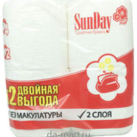 Бумага туалетная Sunday 2 слоя 4шт 1 шт