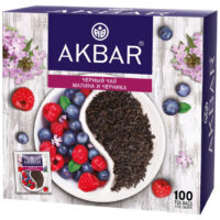 Чай черный Akbar Малина и Черника в пакетиках 1,5 г х 100 шт 1 шт