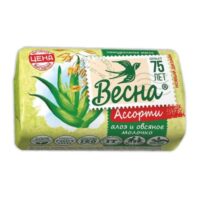 Мыло-крем туалетное твердое Весна алоэ и овсяное молочко, 90г. 1 шт