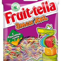 Мармелад Fruittella Змеи XXL c фруктовым соком со вкусами колы и лимона-яблока и клубники-малины и апельсина, 70 г 1 шт