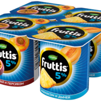 Йогуртовый продукт FRUTTIS персик-маракуйя-ананас-дыня 5%, 115г БЗМЖ 1 шт