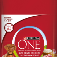 Корм д/собак Purina one Сухой д/взрослых средних и крупных пород ягненок рис 10кг 1 шт