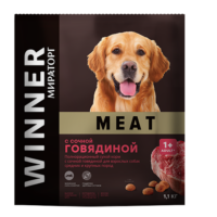 Корм Winner Meat для взрослых собак средних и крупных пород с говядиной 1,1 кг 1 шт