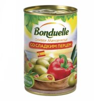 Оливки Bonduelle зеленые крупные со сладким перцем без косточки 300 г 1 шт