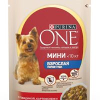 Корм Purina One Мини для взрослых собак мелких пород с говядиной, картофелем и горохом в подливе 85 г 1 шт