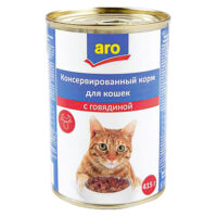 Консервированный корм для кошек Aro с говядиной 1 шт