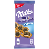 Шоколад Milka молочный с круглым печеньем Орео с начинкой со вкусом ванили, 92 г 1 шт