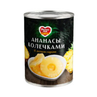 Ананасы Дольче Лав колечками в легком сиропе консервированные 580 г 1 шт