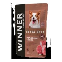 Влажный корм Winner Extra Meat для собак с телятиной в соусе 85 г 1 шт