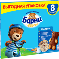 Пирожное Медвежонок Барни бисквитное с молочной начинкой 240 г 1 шт