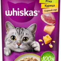 Влажный корм Whiskas Аппетитный микс для кошек с курицей и уткой в сырном соусе 75 г 1 шт