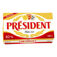 Сливочное масло President кислосливочное несоленое высший сорт 82% 360 г 1 шт