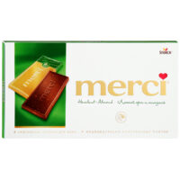 Шоколад молочный с дробленым лесным орехом и миндалем Merci к/у 100г 1 шт