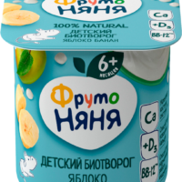 Биотворог ФРУТОНЯНЯ с яблоком и бананом для питания детей раннего возраста 4,2%, без змж, 100г 1 шт