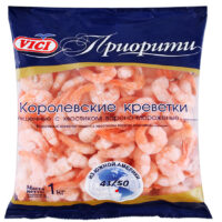 Креветки 41/50 королевские очищенные с хвостом Vici 1кг 1 шт
