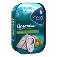 Сельдь атлантическая Исландка филе-кусок в масле 115г Русское море 1 шт