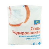 Соль поваренная ARO каменная йодированная крупного помола 1 кг 1 шт
