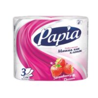 Бумага туалетная Papia 3 слоя 4 рулона Клубничная мечта 1 шт