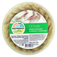 Сельдь Меридиан в масле c укропом филе-кусочки 350 г 1 шт
