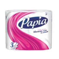 Бумага туалетная Papia белая 3 слоя 4шт, упак 1 шт