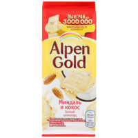 Шоколад Alpen Gold белый с миндалём и кокосовой стружкой 85 г 1 шт