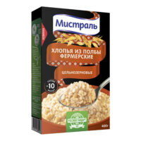 Хлопья из полбы Мистраль Фермерские цельнозерновые 400 г 1 шт
