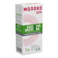 Молоко 3,2% ультрапастеризованное 1 л ЭкоНива Professional Line 1 шт