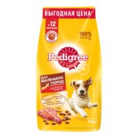 Сухой корм Pedigree для взрослых собак маленьких пород с говядиной 13 кг 1 шт