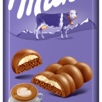 Шоколад молочный MILKA Bubbles пористый с начинкой со вкусом капучино, 92г 1 шт