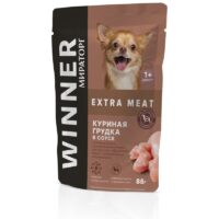 Влажный корм Winner Extra Meat для собак мелких пород с чувствительным пищеварением с куриной грудкой в соусе 85 г 1 шт