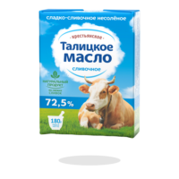 Масло сливочное Крестьянское Талицкое 72.5% 180г БЗМЖ 1 шт