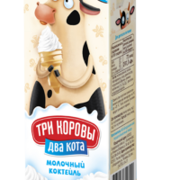 Молочный коктейль Три коровы два кота ванильное мороженое с 3 лет 2,5% 200 мл 1 шт