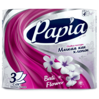Туалетная бумага Papia "Bali Flower" ароматизированная, трехслойная, цвет: белый, 4 рулона 1 шт